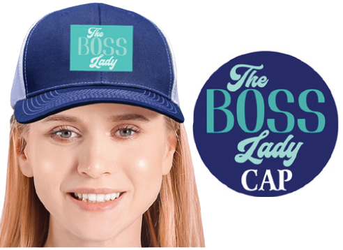 The Boss Lady Cap – Navy & Aqua Trucker Hat