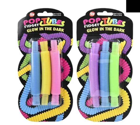 Glow-in-the-Dark Pop Fidget Tubes – 3-Pack
