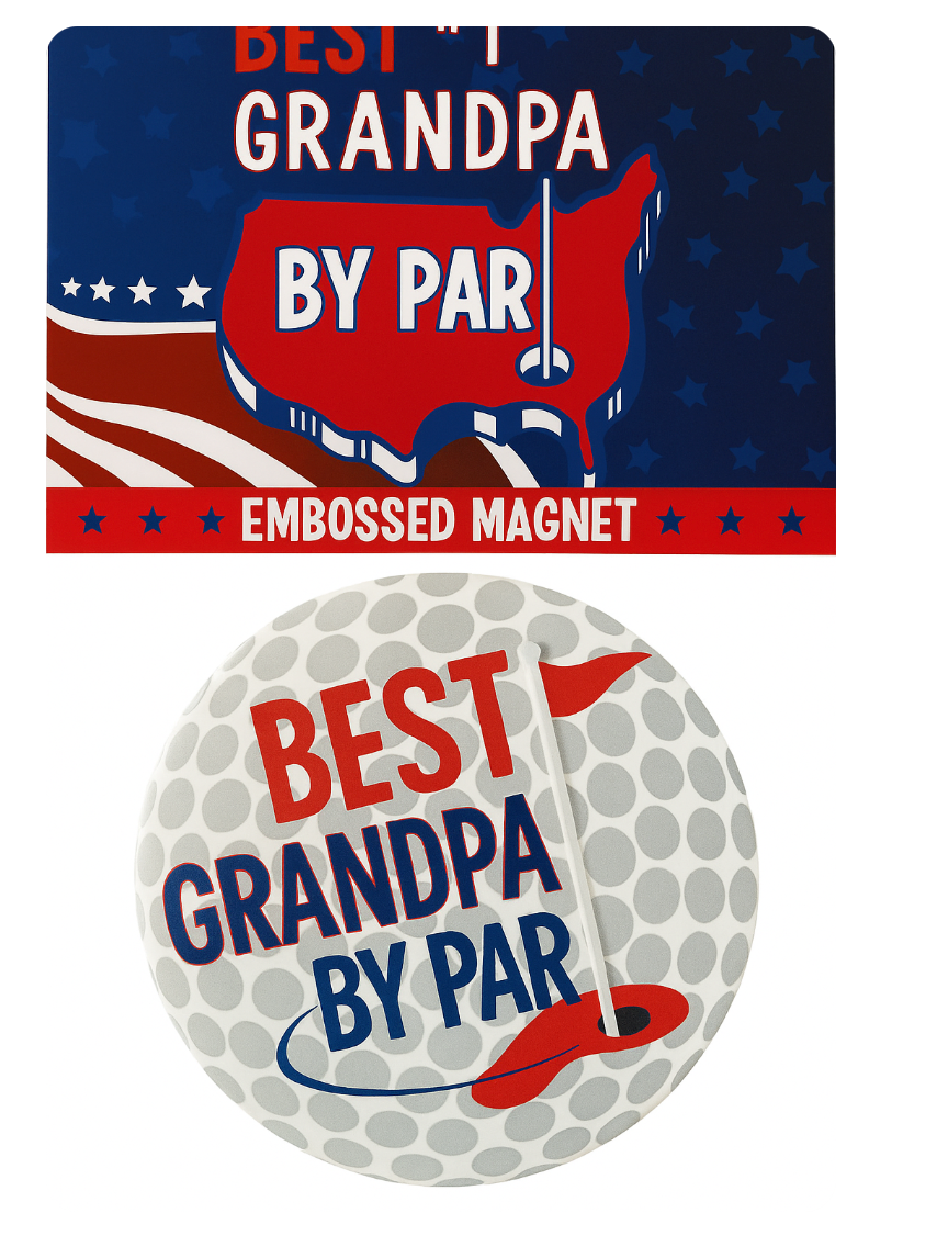 Best Grandpa by Par Embossed Magnet 3"