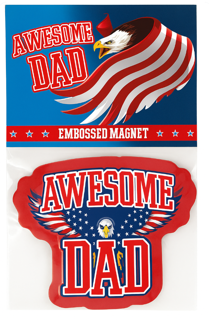Awesome Dad Embossed Magnet 3"