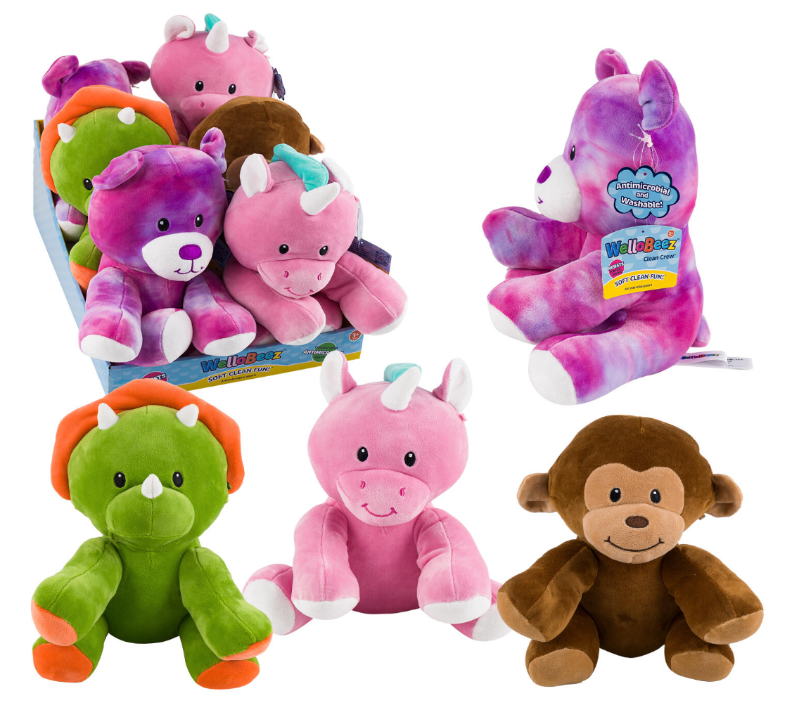 WelloBeez Clean Crew Plush Toy - 10.5" - Soft Clean Fun - Antimicrobial And Washable - Assorted