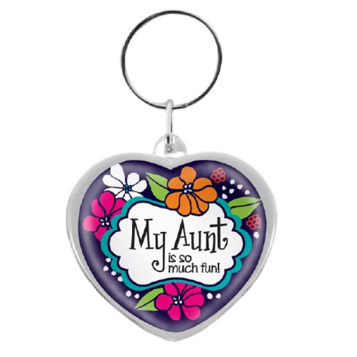 "My Aunt is So Much Fun" Heart Keychain
