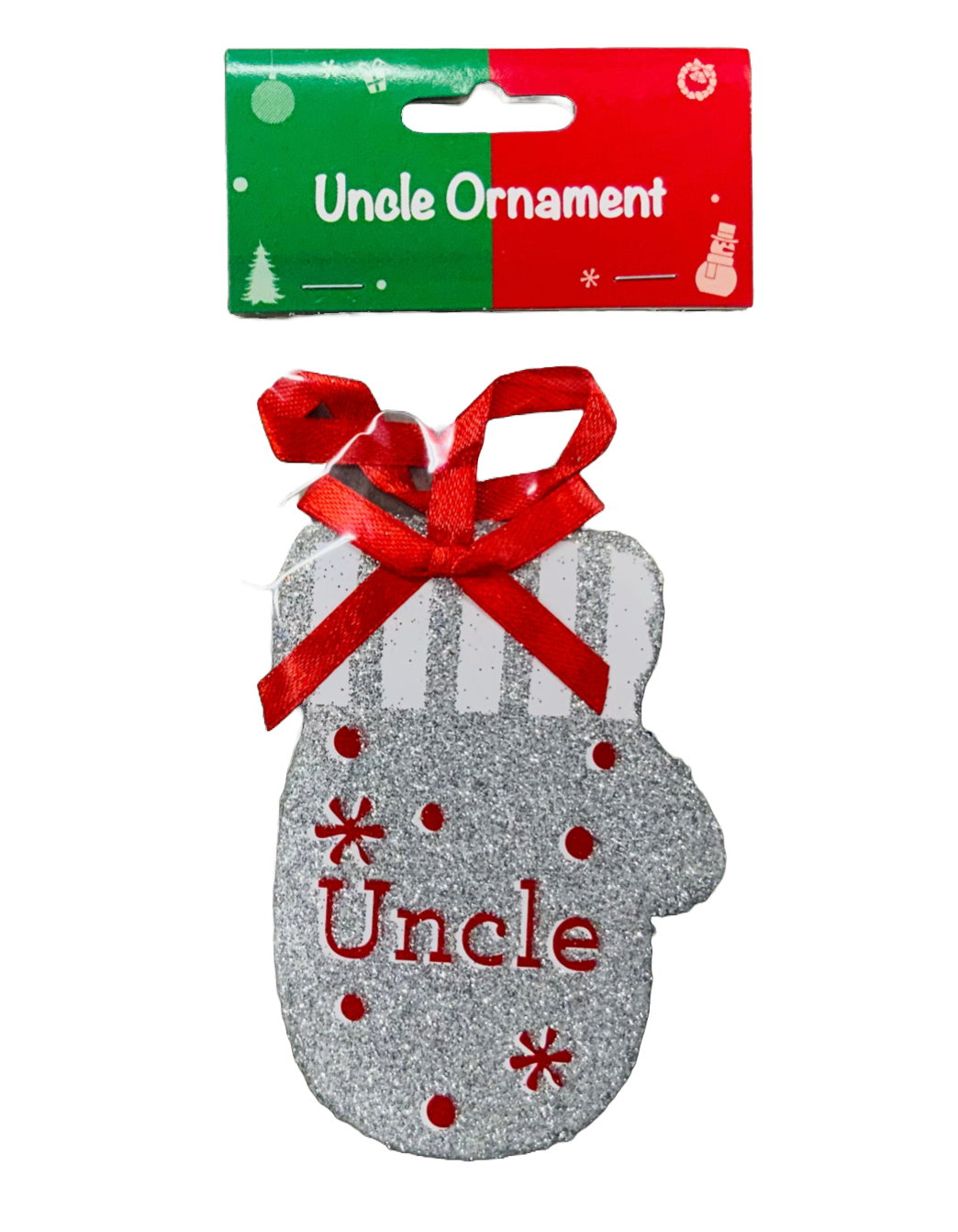 🎄 Uncle Flat Glitter Mitten Ornament