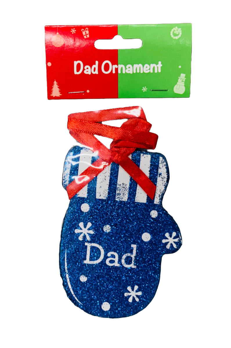 Holiday Flat Glitter Mitten Ornament – Dad