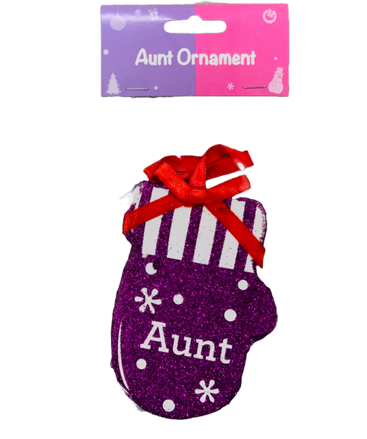 Holiday Flat Glitter Mitten Ornament β Aunt