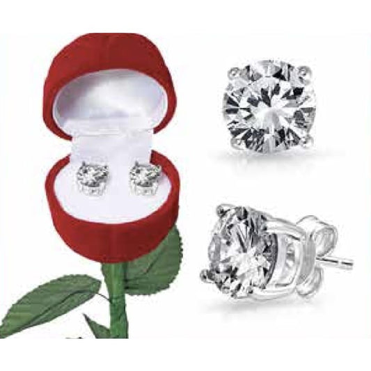 🌹 Rosebud Gift Box with Sparkling Stud Earrings