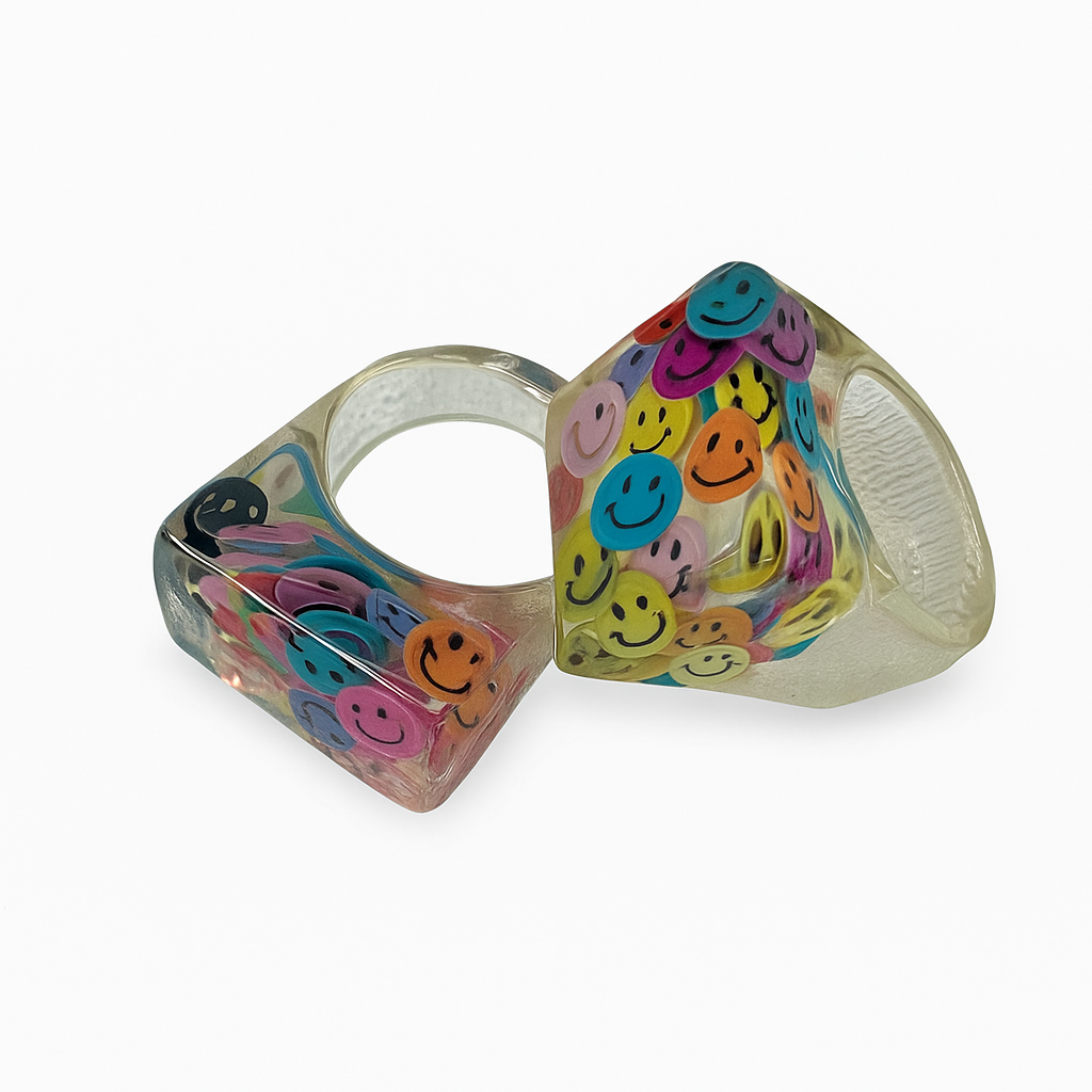Acrylic Smiley Face Ring