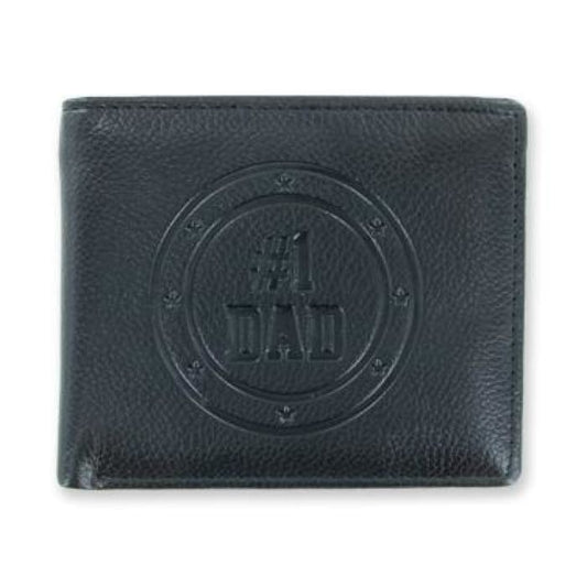 #1 Dad Embossed Wallet – Classic Black