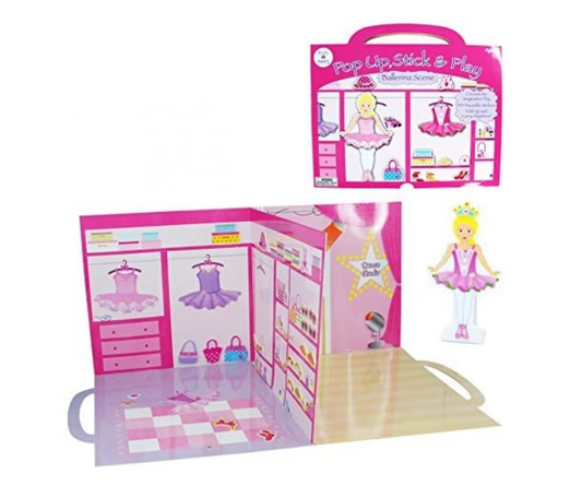🎀 Pop Up, Stick & Play Scene Kit – Ballerina or Princess