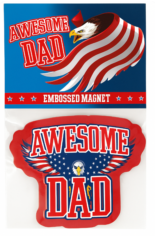 Awesome Dad Embossed Magnet 3"