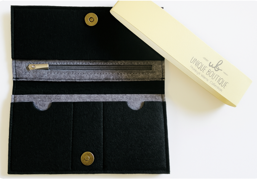 Felt Wallet BLACK –  with Snap Closure