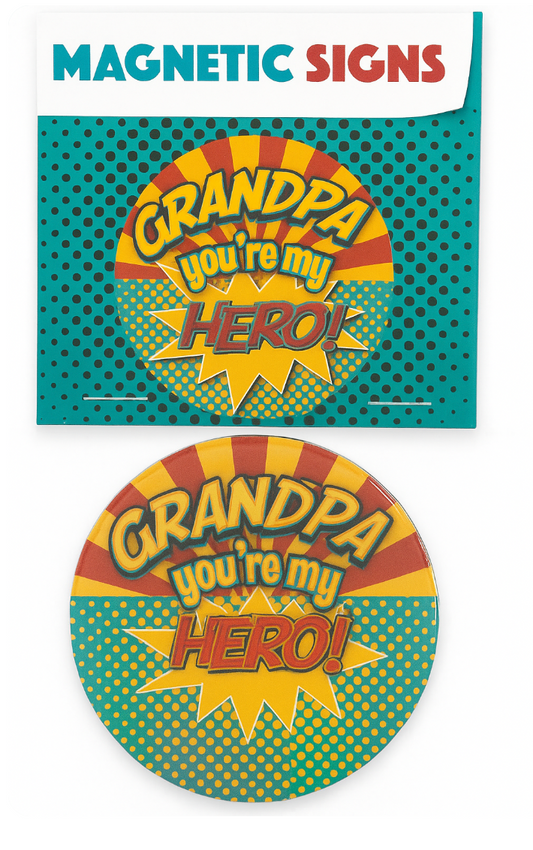 Grandpa You're My Hero Magnet (3")