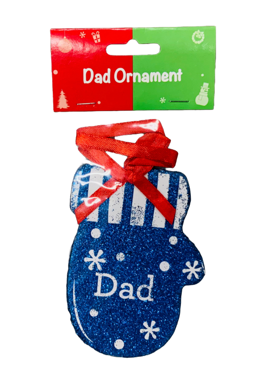 Holiday Flat Glitter Mitten Ornament – Dad